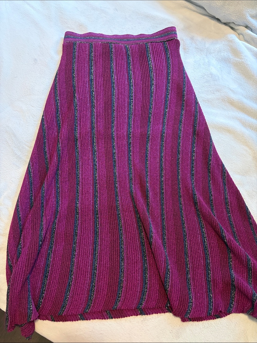 Women's Magenta Striped Knit Skirt